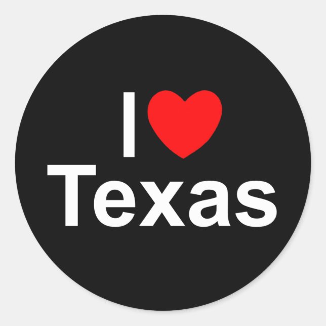 Adesivo Redondo I Love (Heart) Texas (Frente)