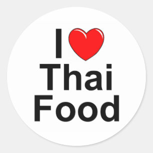 Adesivo Redondo I Love (Heart) Thai Comida