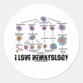 Adesivo Redondo I Love Hematology (Linhagem De Células Sanguíneas)