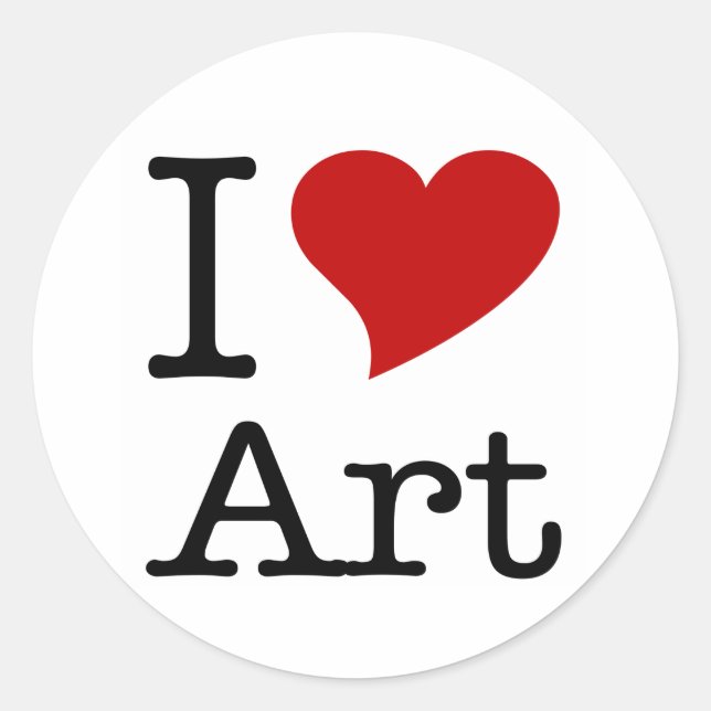 Adesivo Redondo I Love (I Heart) Art (Frente)