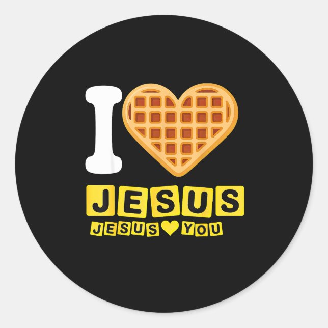 Adesivo Redondo I Love Jesus Waffle Heart  (Frente)