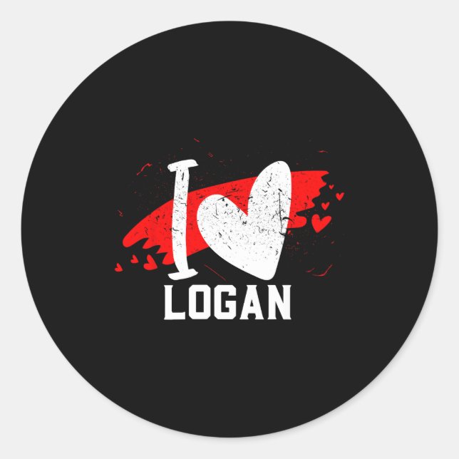 Adesivo Redondo I Love Logan I Heart Logan  (Frente)