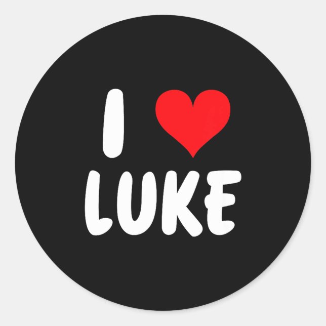 Adesivo Redondo I Love Luke - Heart - Name  (Frente)
