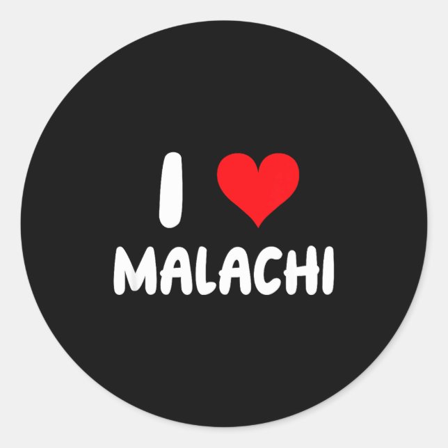 Adesivo Redondo I Love Malachi - Heart - Name  (Frente)