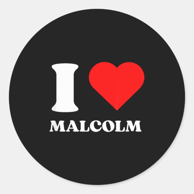 Adesivo Redondo I Love Malcolm I Heart Malcolm Name Y2k Valentines (Frente)