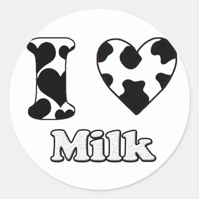 Adesivo Redondo I love milk (Frente)