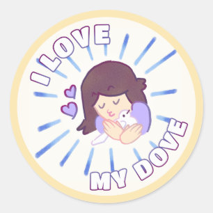 Adesivo Redondo "I Love My Dove" (Adoro a minha porta)