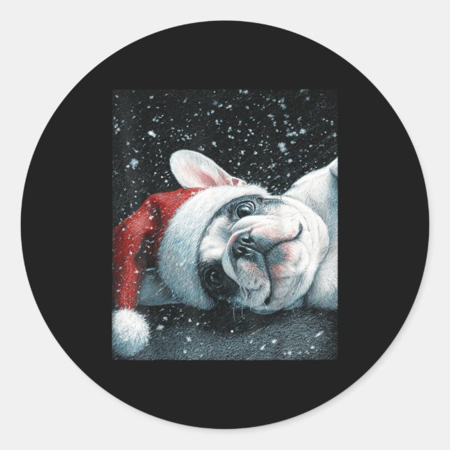 Adesivo Redondo I Love My French Bulldog Christmas Cute  (Frente)