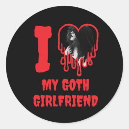 Adesivo Redondo I Love My Goth Girlfriend Red Heart Photo
