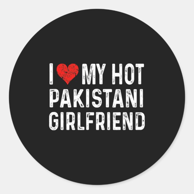 Adesivo Redondo I Love My Hot Pakistani Girlfriend - Heart - Pakis (Frente)