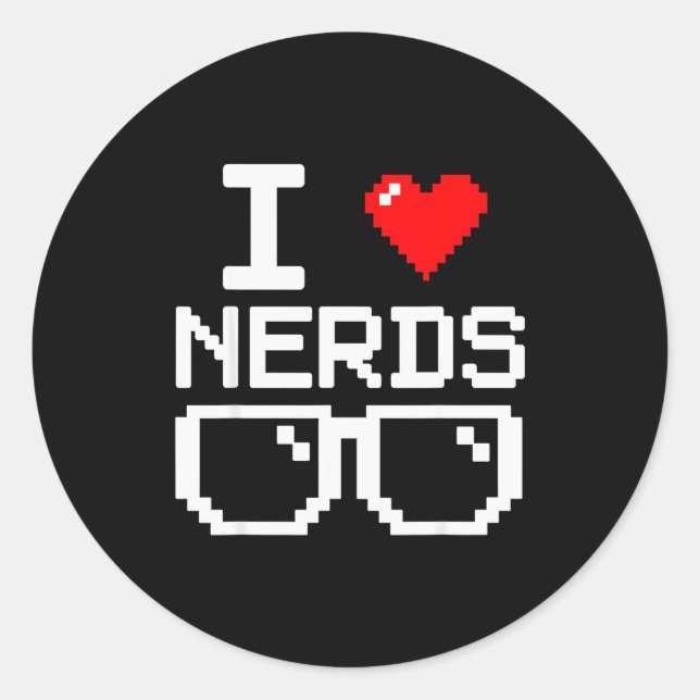 Adesivo Redondo I Love Nerds I Heart Nerds For Science Book Knowle (Frente)