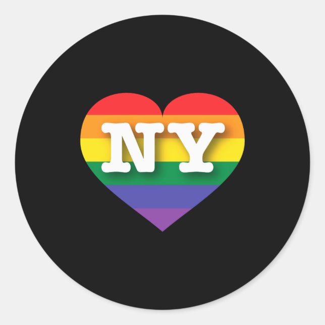 Adesivo Redondo I Love New York Rainbow Heart  (Frente)