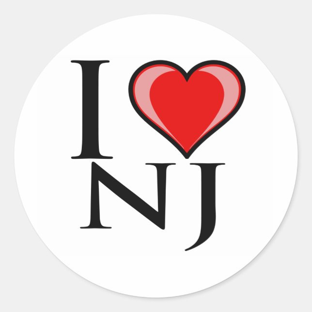 Adesivo Redondo I Love NJ - New Jersey (Frente)