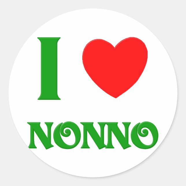Adesivo Redondo I Love Nonno (Avô Italiano) (Frente)