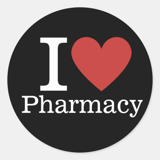 Adesivo Redondo I ❤️ Love Pharmacy for Stuents/Faculty CUSTOM (Frente)