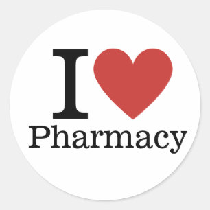 Adesivo Redondo I ❤️ Love Pharmacy for Stuents/Faculty CUSTOM