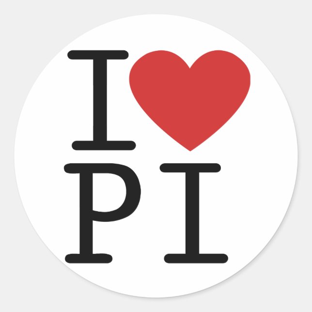 Adesivo Redondo I Love PI (Sticker) (Frente)