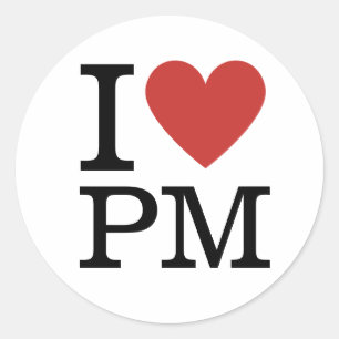 Adesivo Redondo I Love PM Project Management Funcionarios PERSONAL