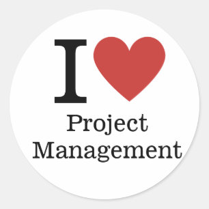 Adesivo Redondo I ❤️ Love Project Management STICKER