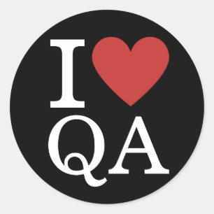 Adesivo Redondo I ❤️ Love Quality Assurance Funcionarios PERSONALI