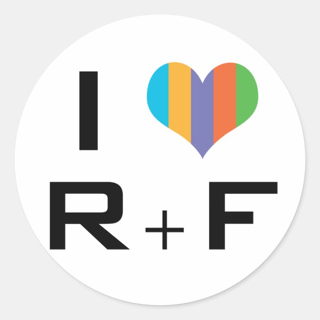 Adesivo Redondo I love R+F (Frente)