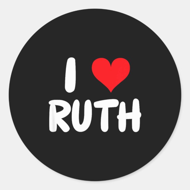 Adesivo Redondo I Love Ruth - Heart - Name  (Frente)