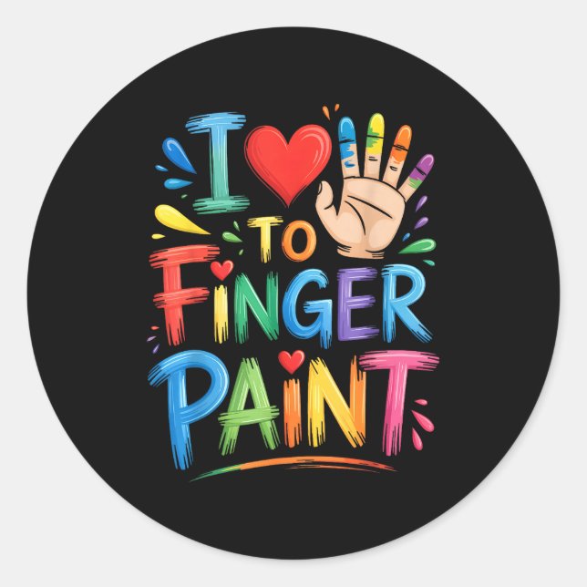 Adesivo Redondo I Love To Finger Paint Couples Art Teacher Finger  (Frente)