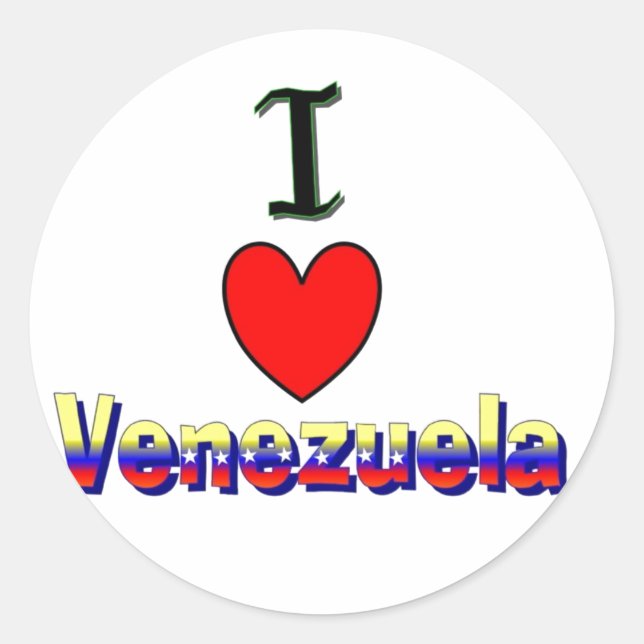 Adesivo Redondo I Love Venezuela Sticker (Frente)