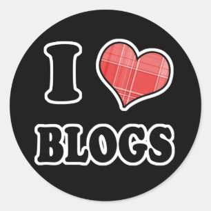Adesivo Redondo I Love (Xadrez Heart) Blogs