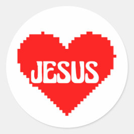 Adesivo Redondo I love you Jesus pixel art