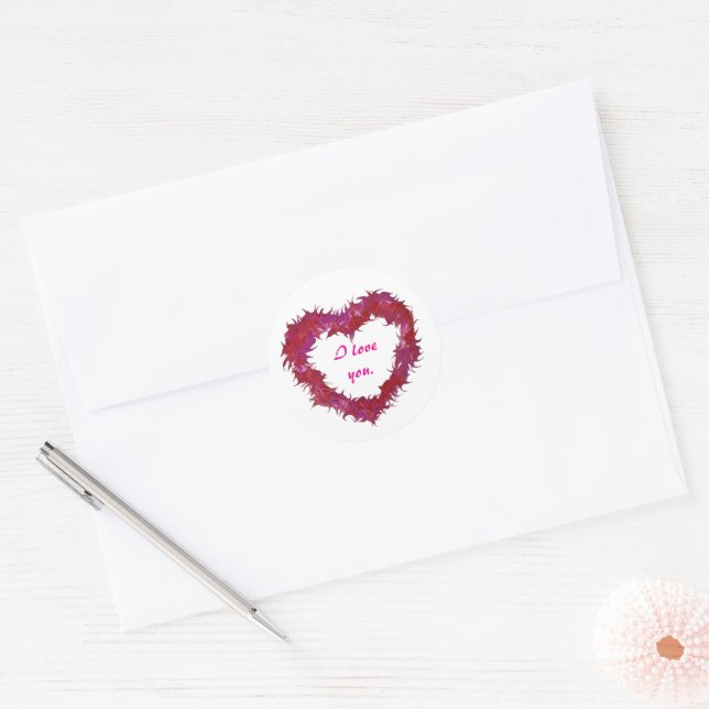 Adesivo Redondo I love you, red wispy heart stickers (Envelope)