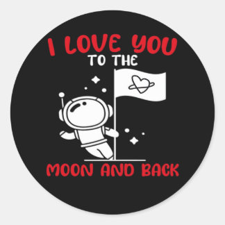 Adesivo Redondo I Love You To The Moon And Back Playful Valentine 