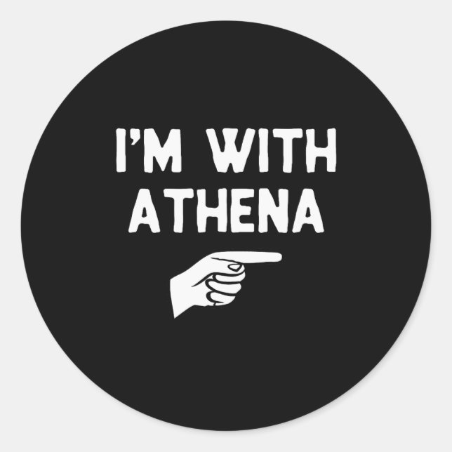 Adesivo Redondo I’m With Athena Funny Halloween Matching Costume  (Frente)
