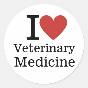 Adesivo Redondo I ❤️ Medicina Veterinária para Estudantes/Faculdad