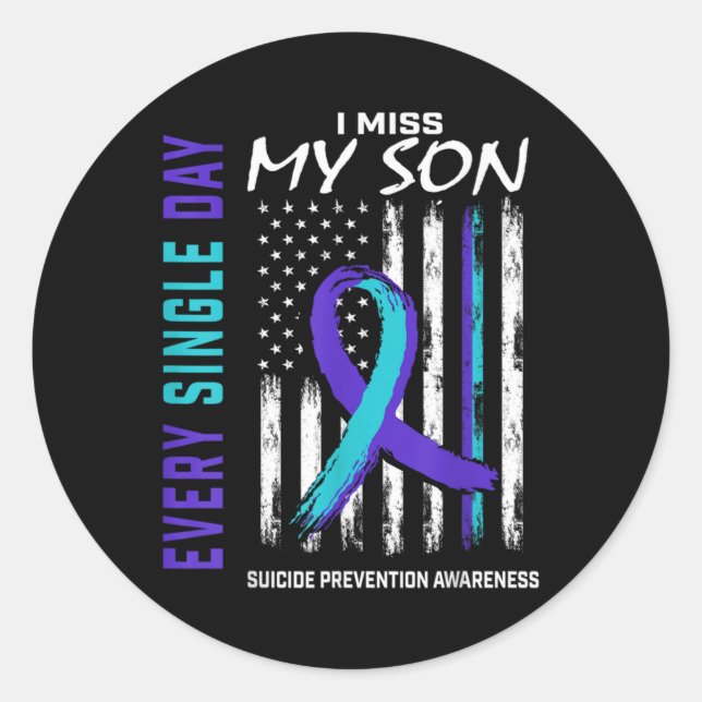 Adesivo Redondo I Miss My Son Suicide Awareness Prevention America (Frente)