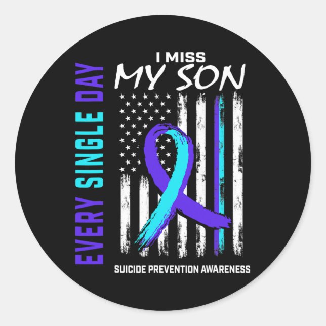 Adesivo Redondo I Miss My Son Suicide Prevention Awareness America (Frente)