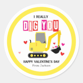 Adesivo Redondo I Really Dig You Classroom Valentine's Day
