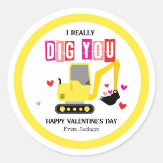 Adesivo Redondo I Really Dig You Classroom Valentine's Day