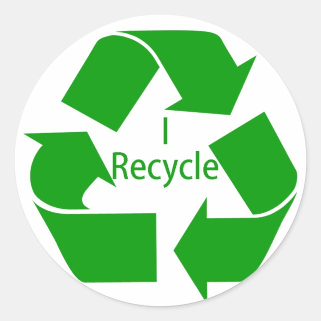 Adesivo Redondo I Reciclar com símbolo verde (Frente)