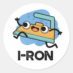 Adesivo Redondo I-ron Cute Running Iron Pun