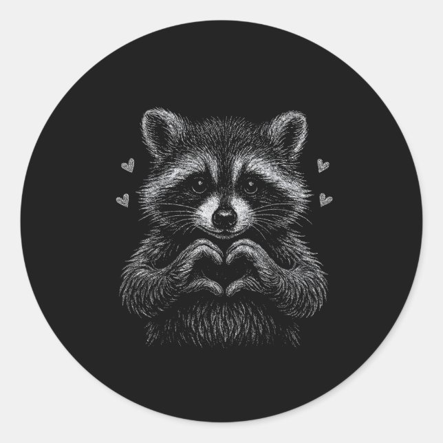 Adesivo Redondo I Steal Hearts Raccoon Valentines Racoon Meme Grap (Frente)