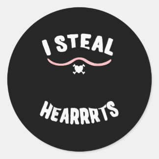 Adesivo Redondo I Steal Hearts Valentines Day Pirate