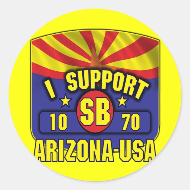 Adesivo Redondo I Support SB1070 - Arizona EUA (Frente)