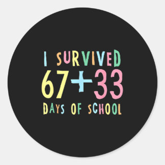 Adesivo Redondo I Survived 67 + 33 Days Of School 100th Day Math T