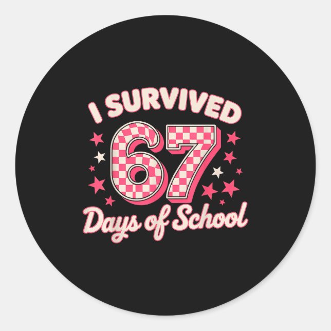Adesivo Redondo I Survived 67 Days Of School  (Frente)