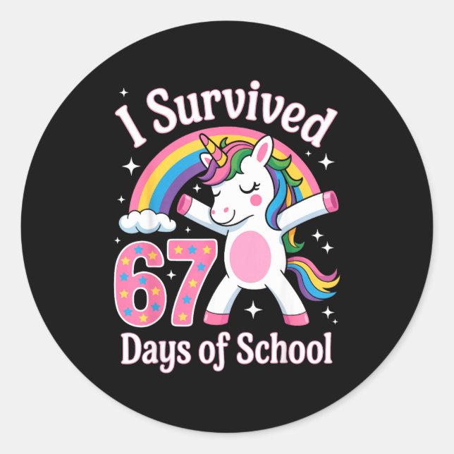 Adesivo Redondo I Survived 67 Days Of School Funny 67 Teachers Kid (Frente)