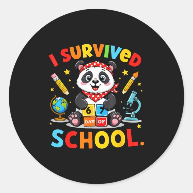 Adesivo Redondo I Survived 67 Days Of School Funny Meme Teacher St (Frente)