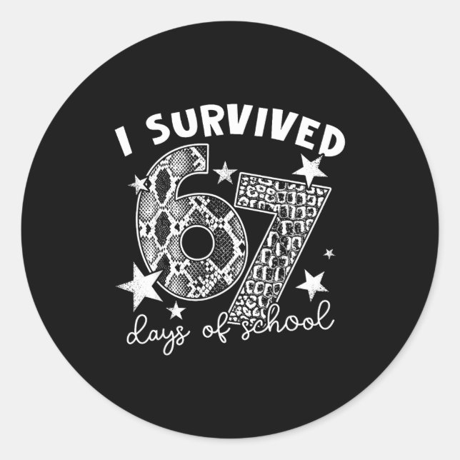 Adesivo Redondo I Survived 67 Days Of School Snake, Alligator Rept (Frente)