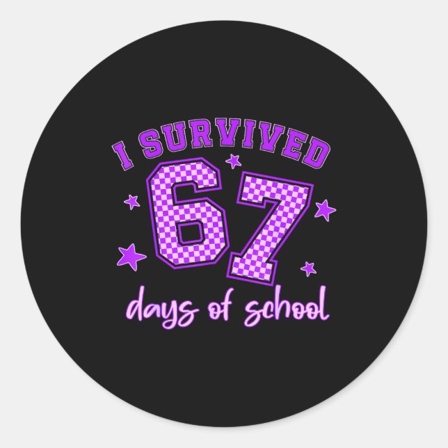 Adesivo Redondo I Survived 67 Days Of School Students Teachers 100 (Frente)