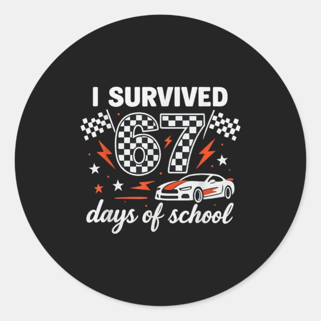 Adesivo Redondo I Survived 67 Days Of School Students Teachers 100 (Frente)